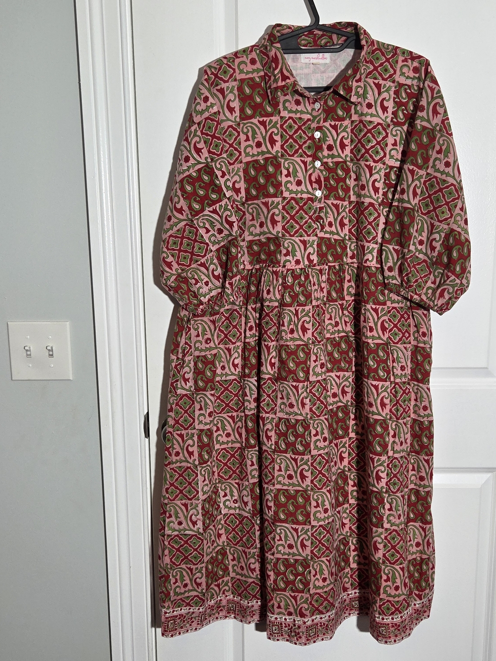 Mary Marshmallow dress XL Pink Flowy Floral Palm Beach Boho Vacation Pockets